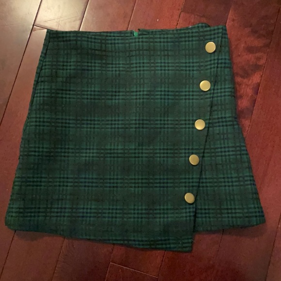 Green Plaid Mini Skirt (pencil skirt)
